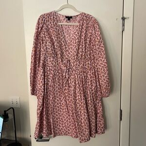 J Crew V-neck Cotton Poplin Mini Dress in Peony Paisley
